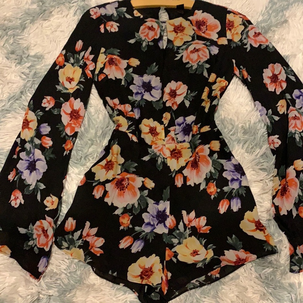 Floral Bell Sleeve Romper